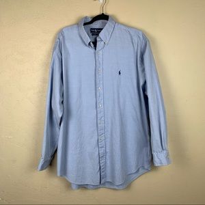 Ralph‎ Lauren Yarmouth Mens sz 17 34/35 Button up Shirt light blue 100% Cotton